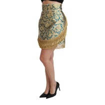 Dolce & Gabbana Eleganter Trenchcoat aus Brokat mit Blumenmuster in Gold