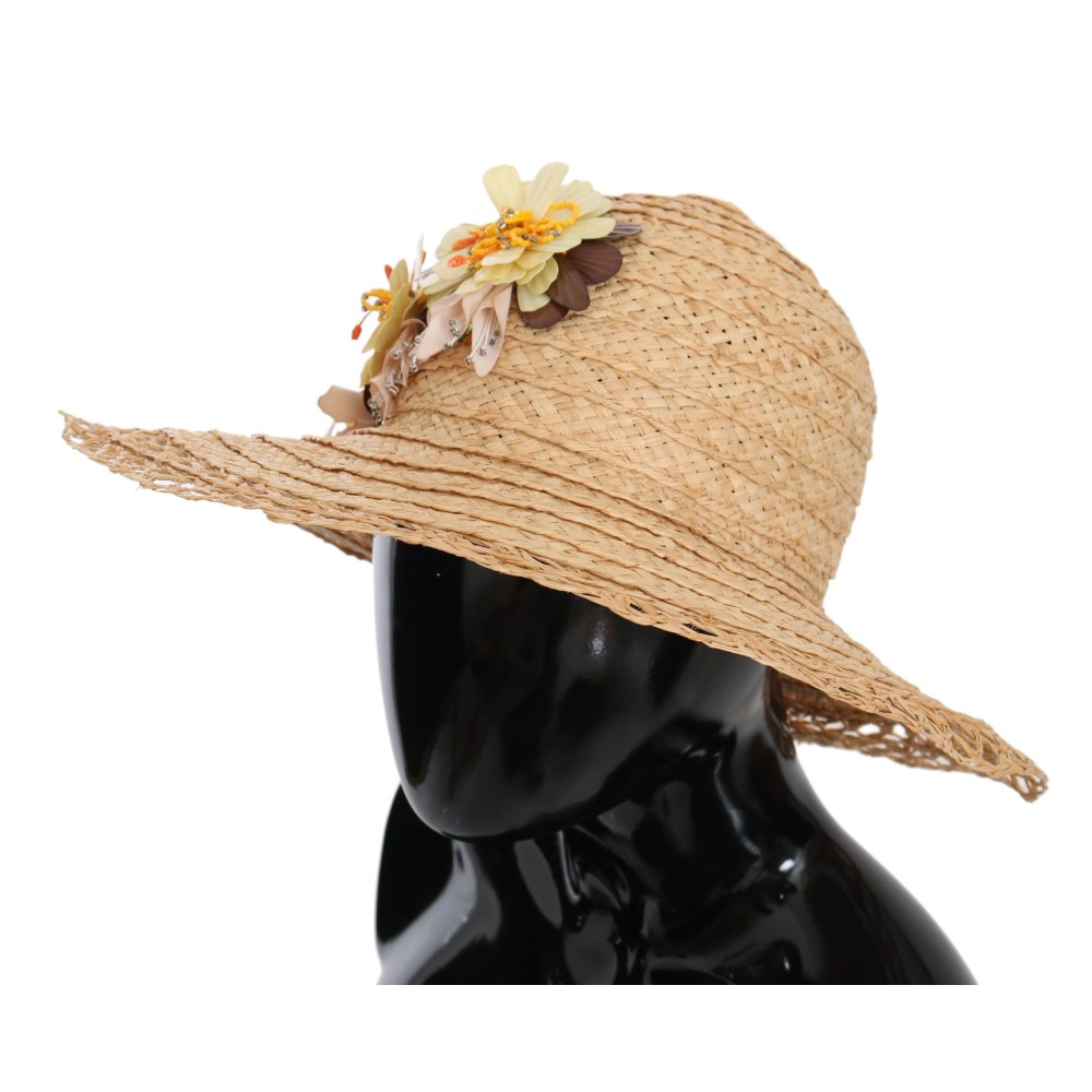 Dolce & Gabbana Eleganter Beigefarbener Floraler Eimerhut