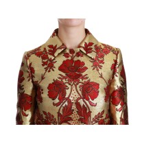 Dolce & Gabbana Eleganter Trenchcoat aus Brokat mit Blumenmuster in Gold