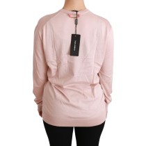 Dolce & Gabbana Rosa geblümter Seidenpullover mit V-Ausschnitt