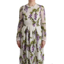 Dolce & Gabbana Elegantes Maxi A-Linien Kleid mit langen Ärmeln