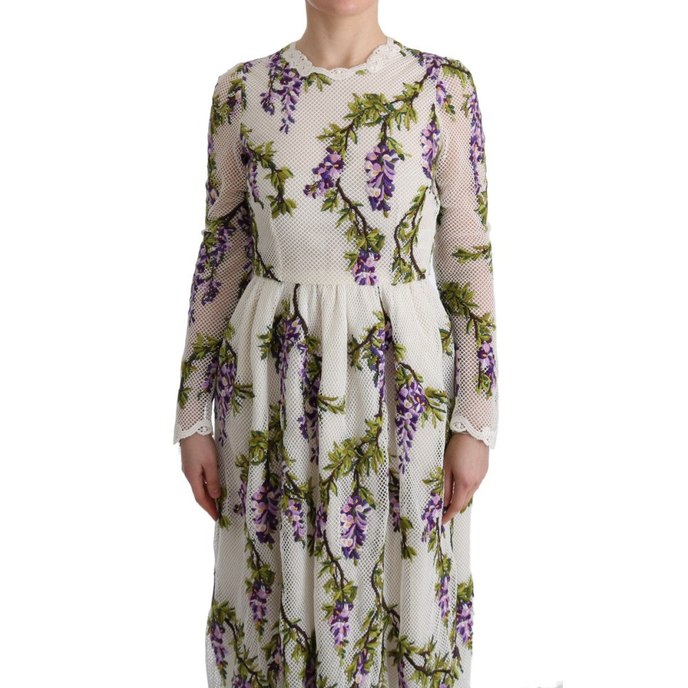 Dolce & Gabbana Elegantes Maxi A-Linien Kleid mit langen Ärmeln