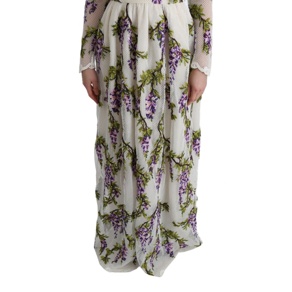 Dolce & Gabbana Elegantes Maxi A-Linien Kleid mit langen Ärmeln