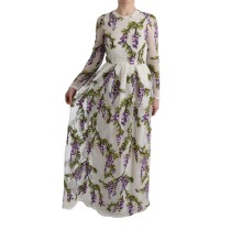 Dolce & Gabbana Elegantes Maxi A-Linien Kleid mit langen Ärmeln