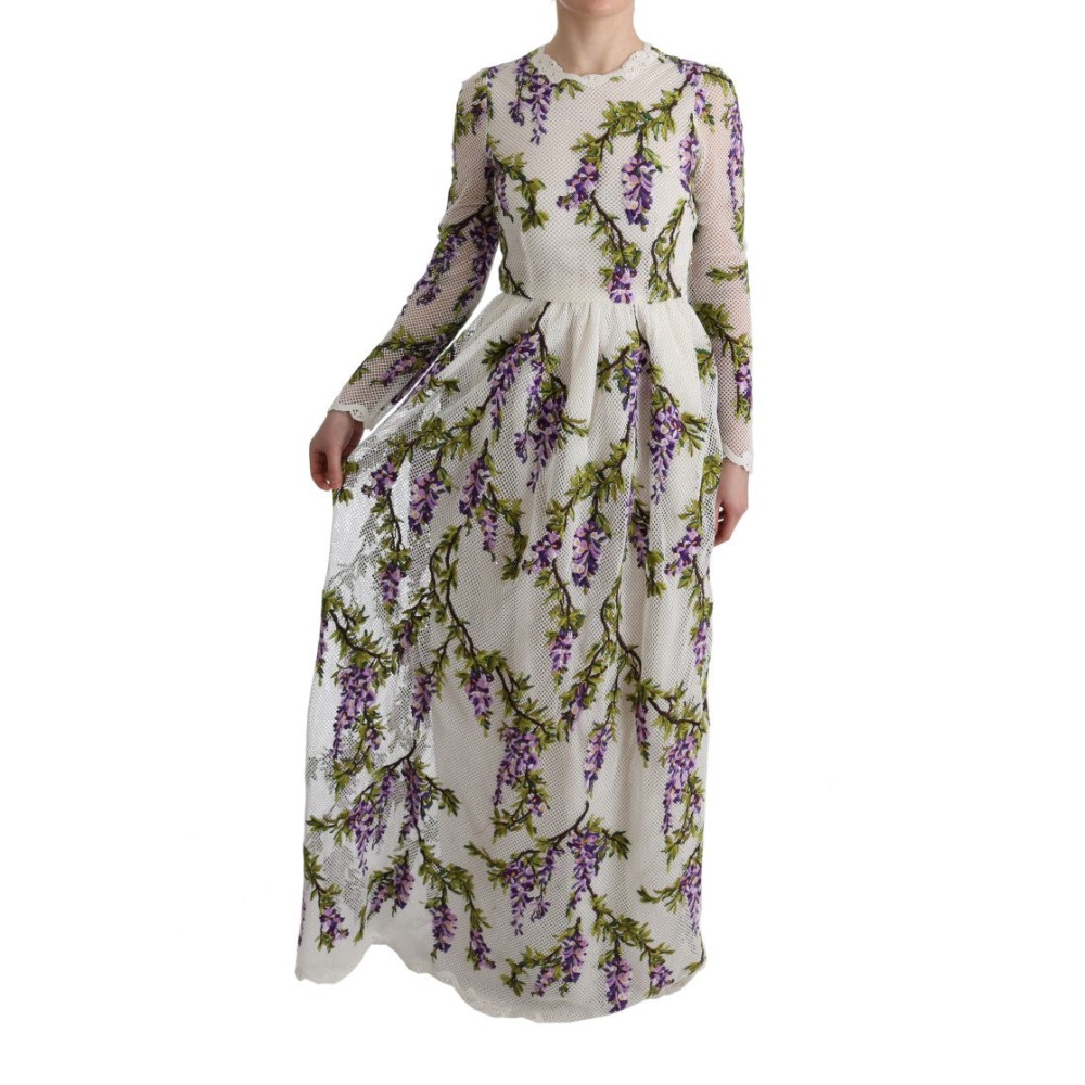 Dolce & Gabbana Elegantes Maxi A-Linien Kleid mit langen Ärmeln