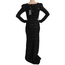 John Richmond Schwarzes Seidenmantel-Maxikleid mit Pailletten