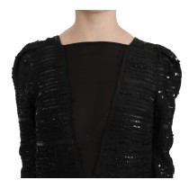 John Richmond Schwarzes Seidenmantel-Maxikleid mit Pailletten