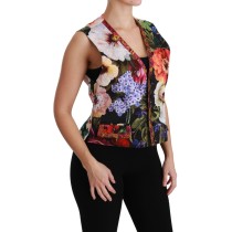 Dolce & Gabbana Ärmellose Weste aus buntem Brokat mit Blumenmuster