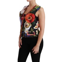Dolce & Gabbana Ärmellose Weste aus buntem Brokat mit Blumenmuster