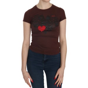 Exte Schicke braune Bluse mit Rundhalsausschnitt und Herzen