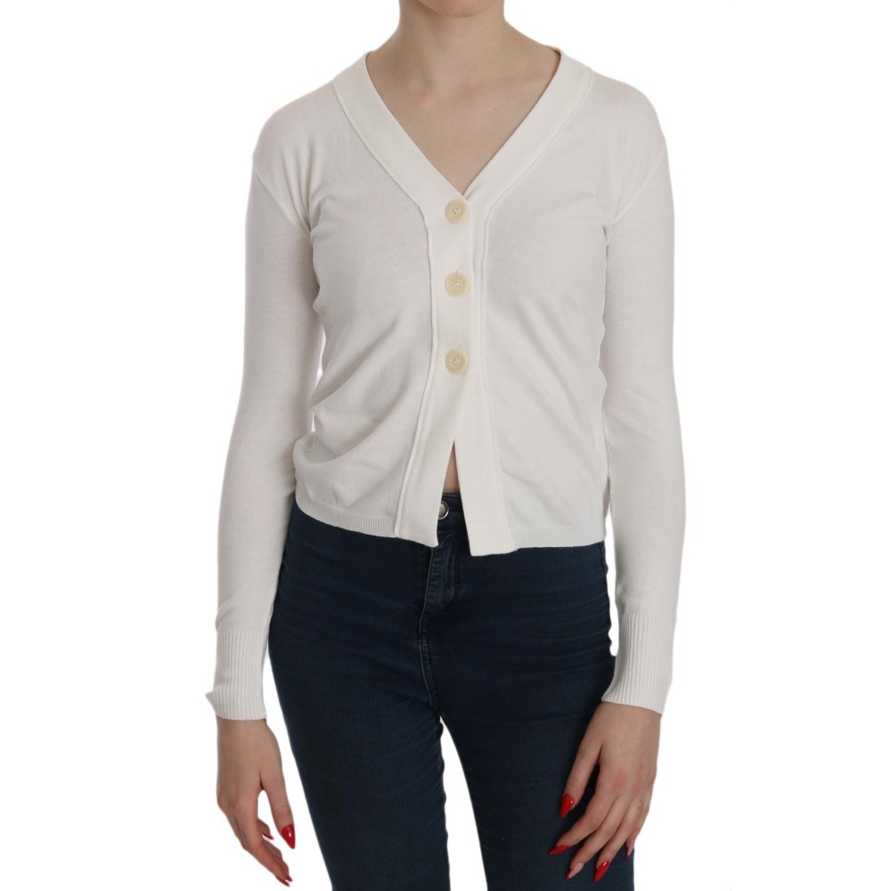 BYBLOS Elegante weiße Cardigan-Bluse mit V-Ausschnitt