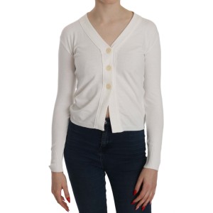 BYBLOS Elegante weiße Cardigan-Bluse mit V-Ausschnitt