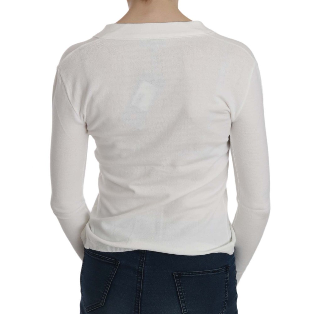 BYBLOS Elegante weiße Cardigan-Bluse mit V-Ausschnitt
