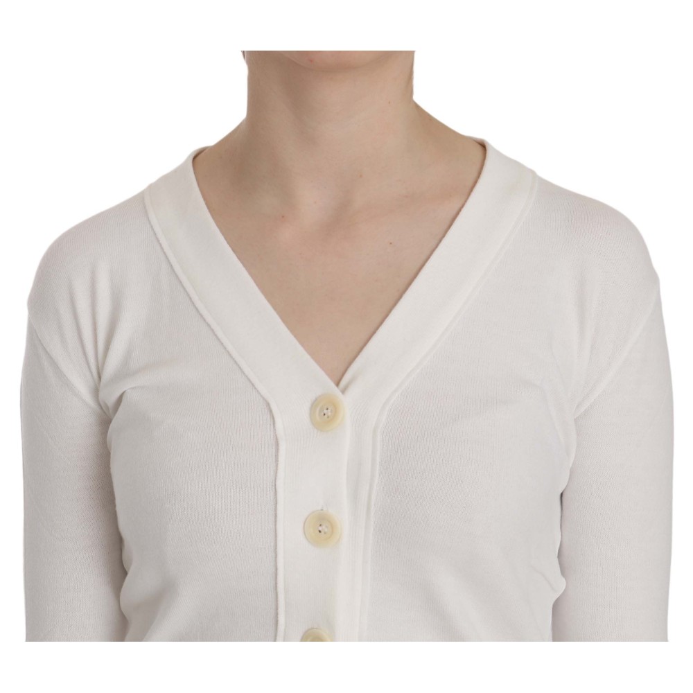 BYBLOS Elegante weiße Cardigan-Bluse mit V-Ausschnitt