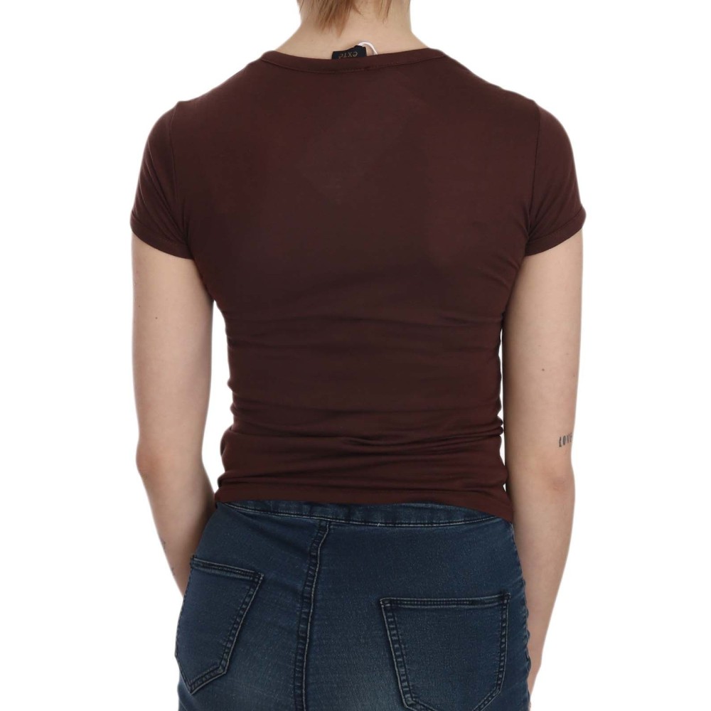 Exte Schicke braune Bluse mit Rundhalsausschnitt und Herzen