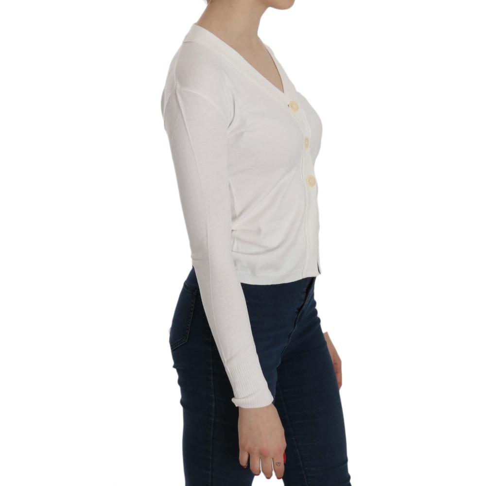 BYBLOS Elegante weiße Cardigan-Bluse mit V-Ausschnitt
