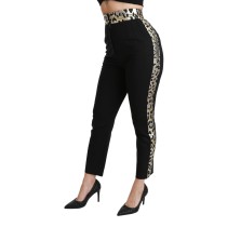Dolce & Gabbana Gold Leopard Jacquard Hose mit hoher Taille