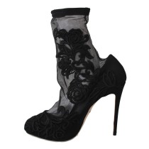 Dolce & Gabbana Gestickte florale Stiletto-Socken-Stiefel