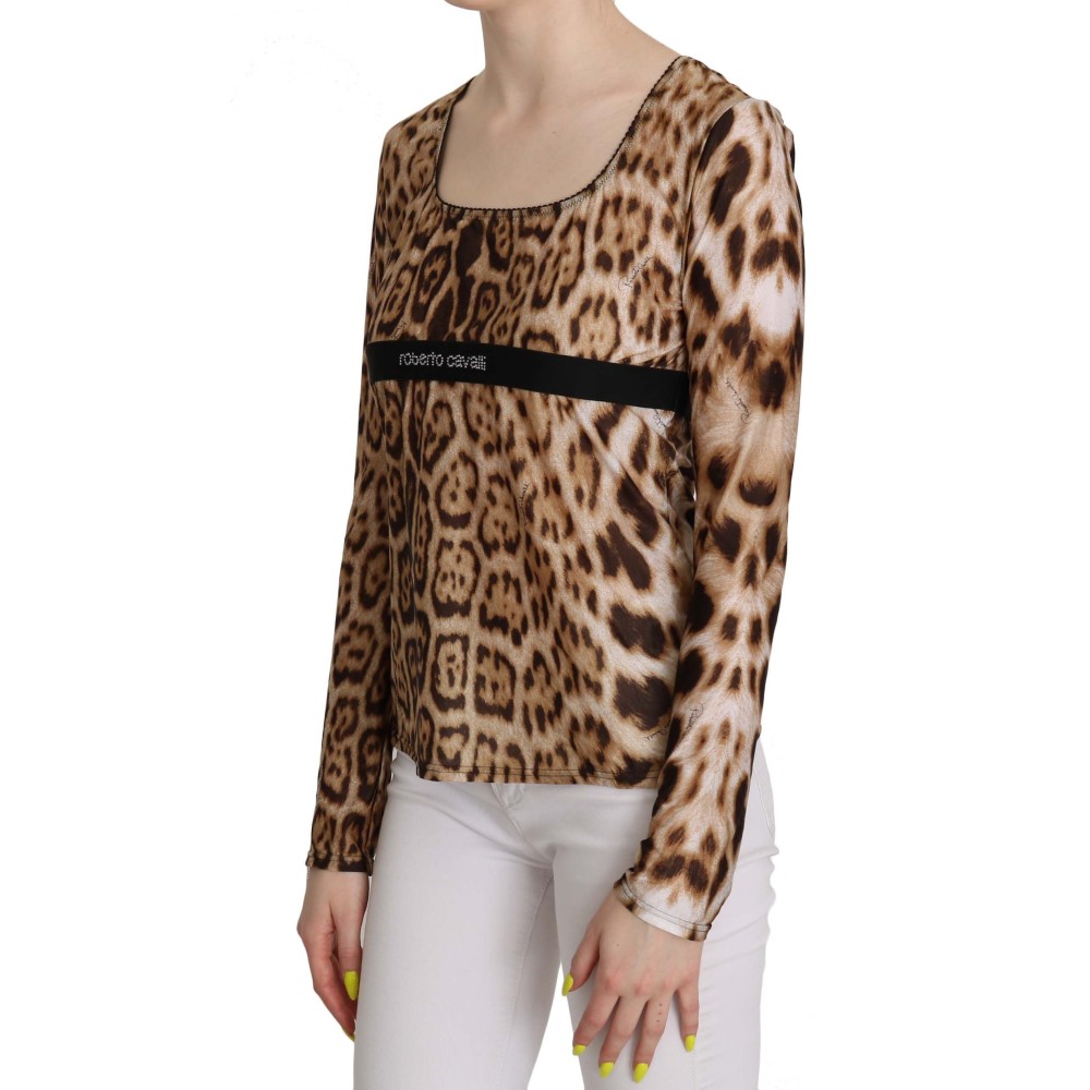 Roberto Cavalli Elegantes Leopardentop mit langen Ärmeln