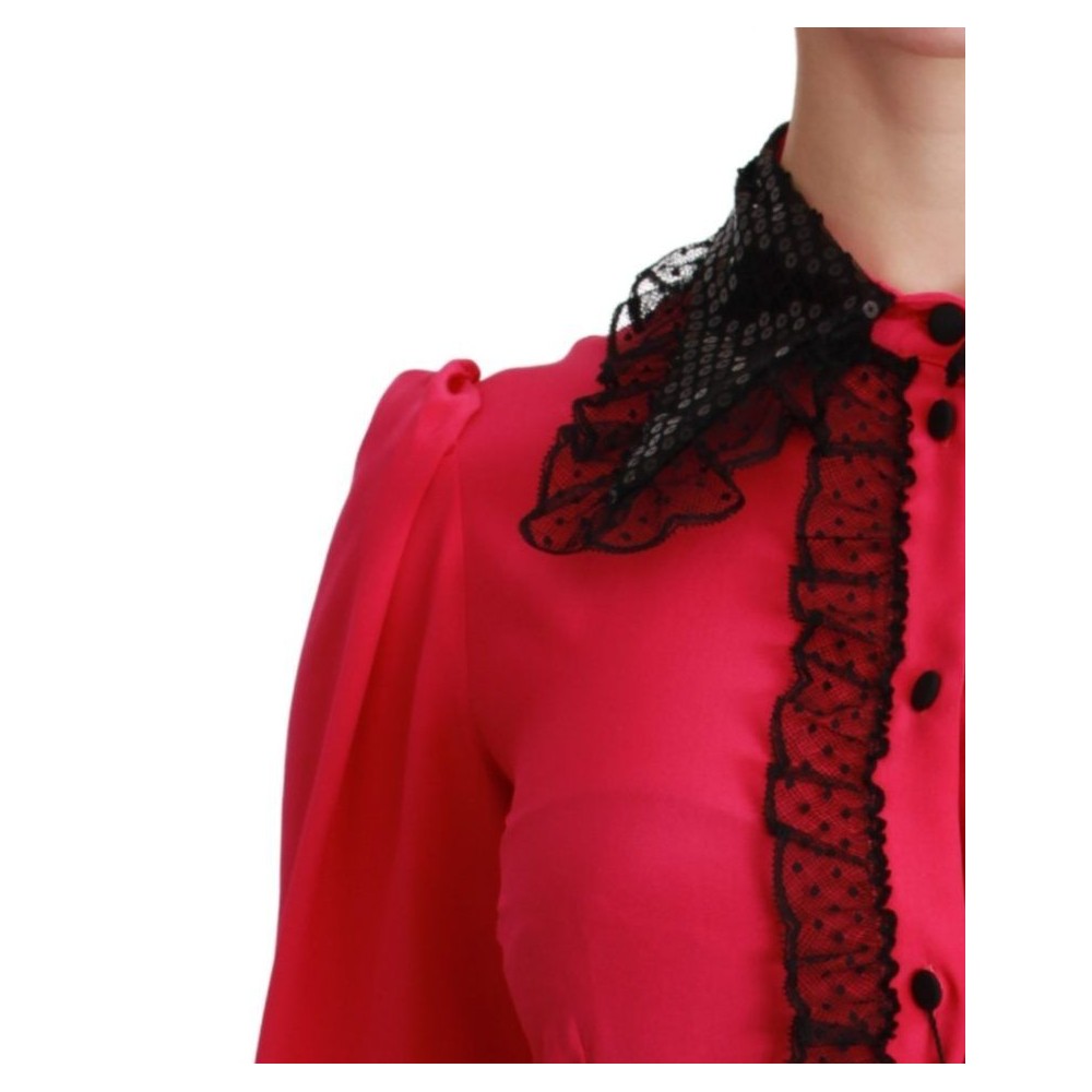 Dolce & Gabbana Seidenschal Bordeaux Crown Chili Print Herrenschal