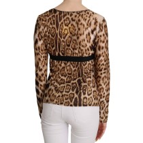 Roberto Cavalli Elegantes Leopardentop mit langen Ärmeln