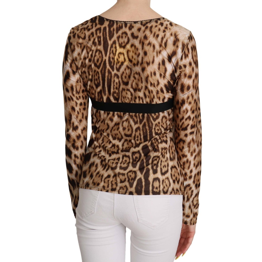 Roberto Cavalli Elegantes Leopardentop mit langen Ärmeln