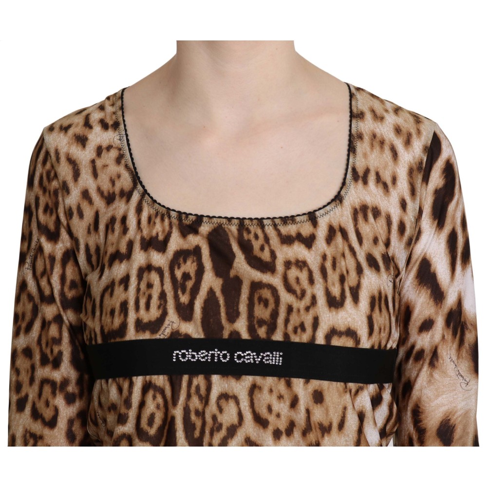 Roberto Cavalli Elegantes Leopardentop mit langen Ärmeln