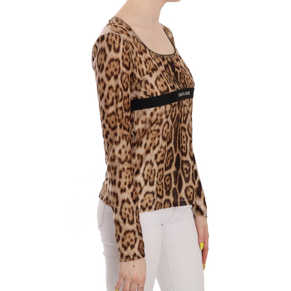 Roberto Cavalli Elegantes Leopardentop mit langen Ärmeln