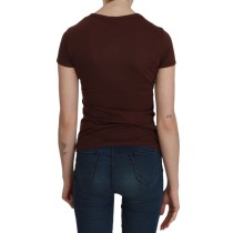 Exte Schickes braunes Herz-Druck-Crew-Neck-Top