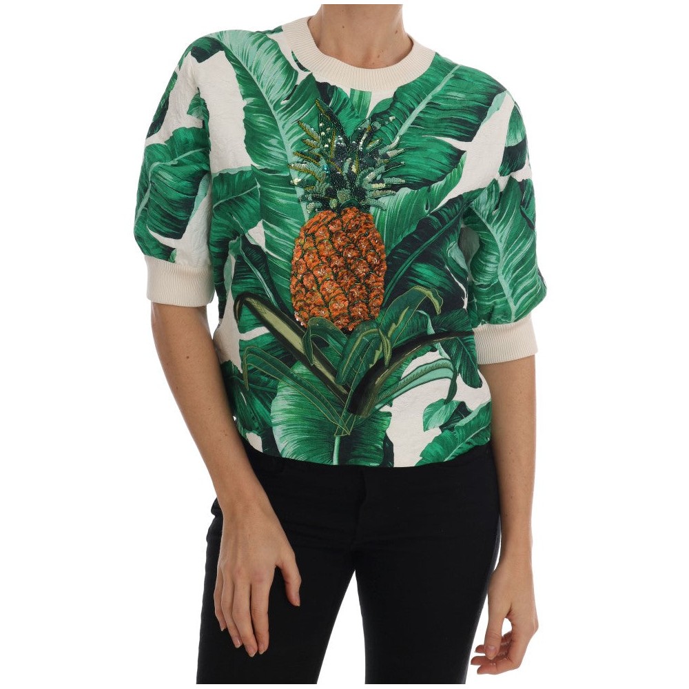 Dolce & Gabbana Tropischer Pullover mit Pailletten - Lush Greenery Edition