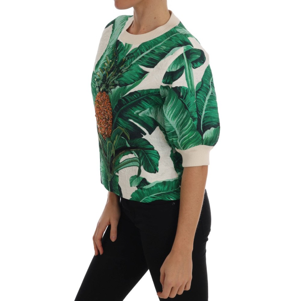 Dolce & Gabbana Tropischer Pullover mit Pailletten - Lush Greenery Edition