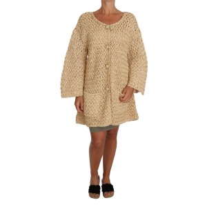 Dolce & Gabbana Schicke Beige gehäkelte Strickjacke aus Raffia