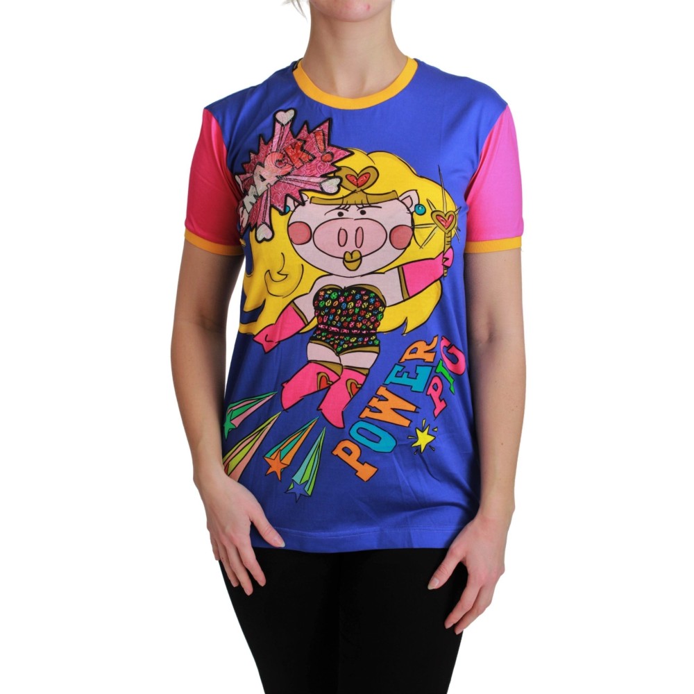 Dolce & Gabbana Schickes Baumwoll-T-Shirt mit Rundhalsausschnitt und Supergirl-Motiv