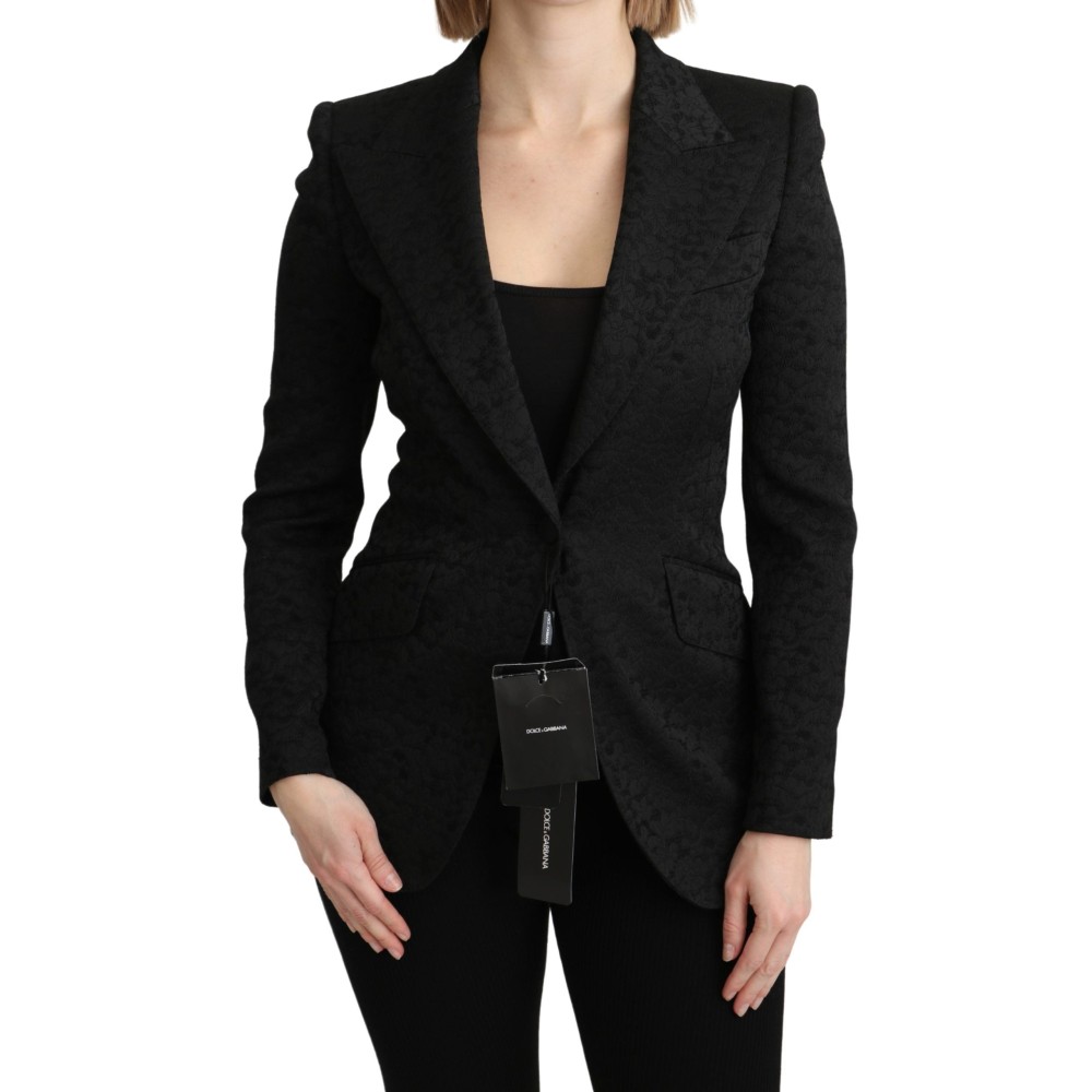 Dolce & Gabbana Eleganter einreihiger Blazer aus schwarzem Brokat
