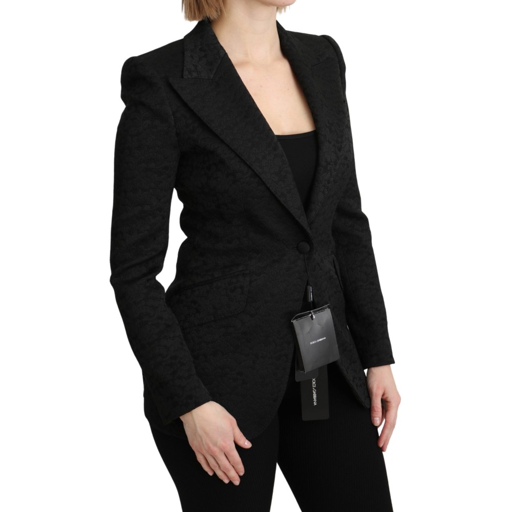 Dolce & Gabbana Eleganter einreihiger Blazer aus schwarzem Brokat