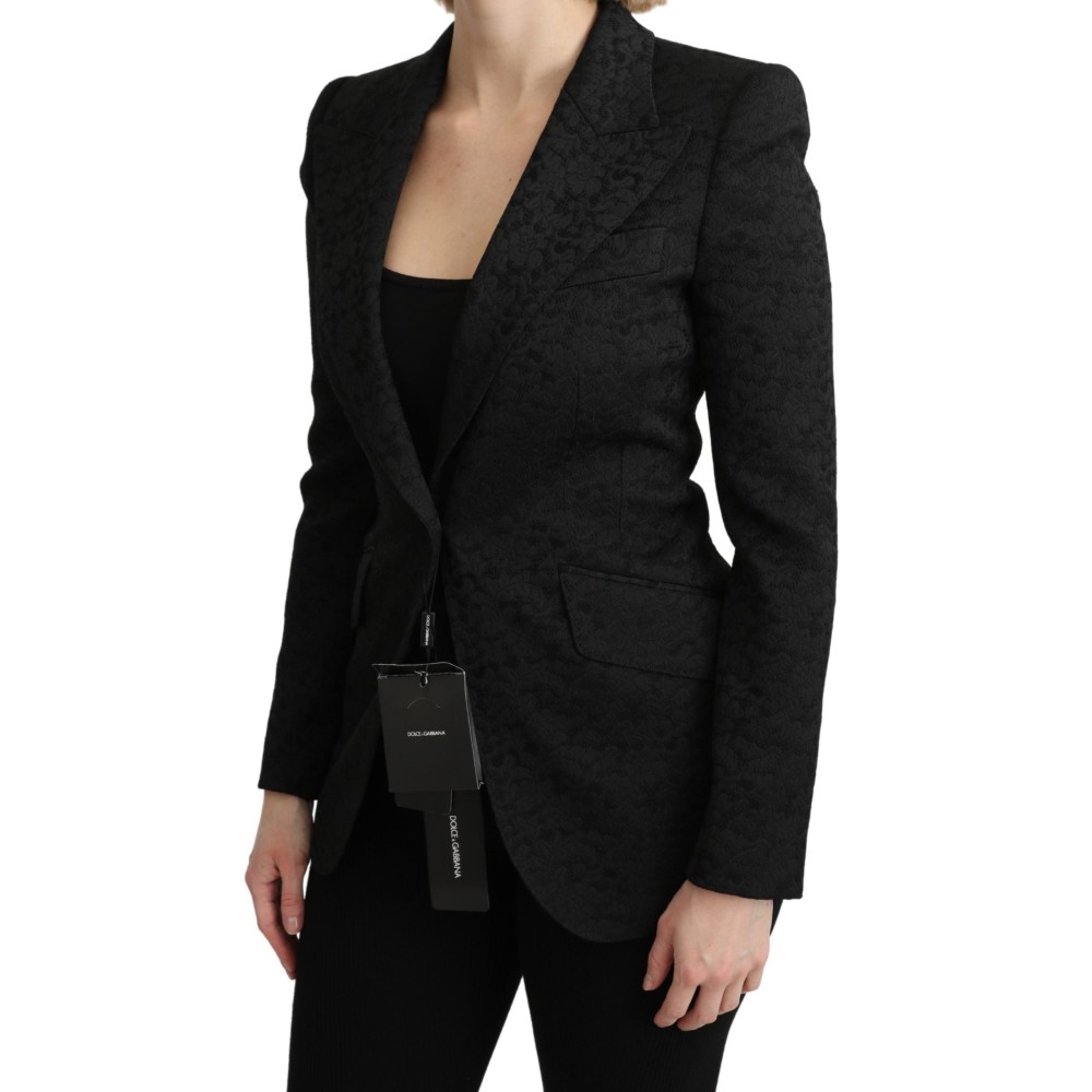 Dolce & Gabbana Eleganter einreihiger Blazer aus schwarzem Brokat