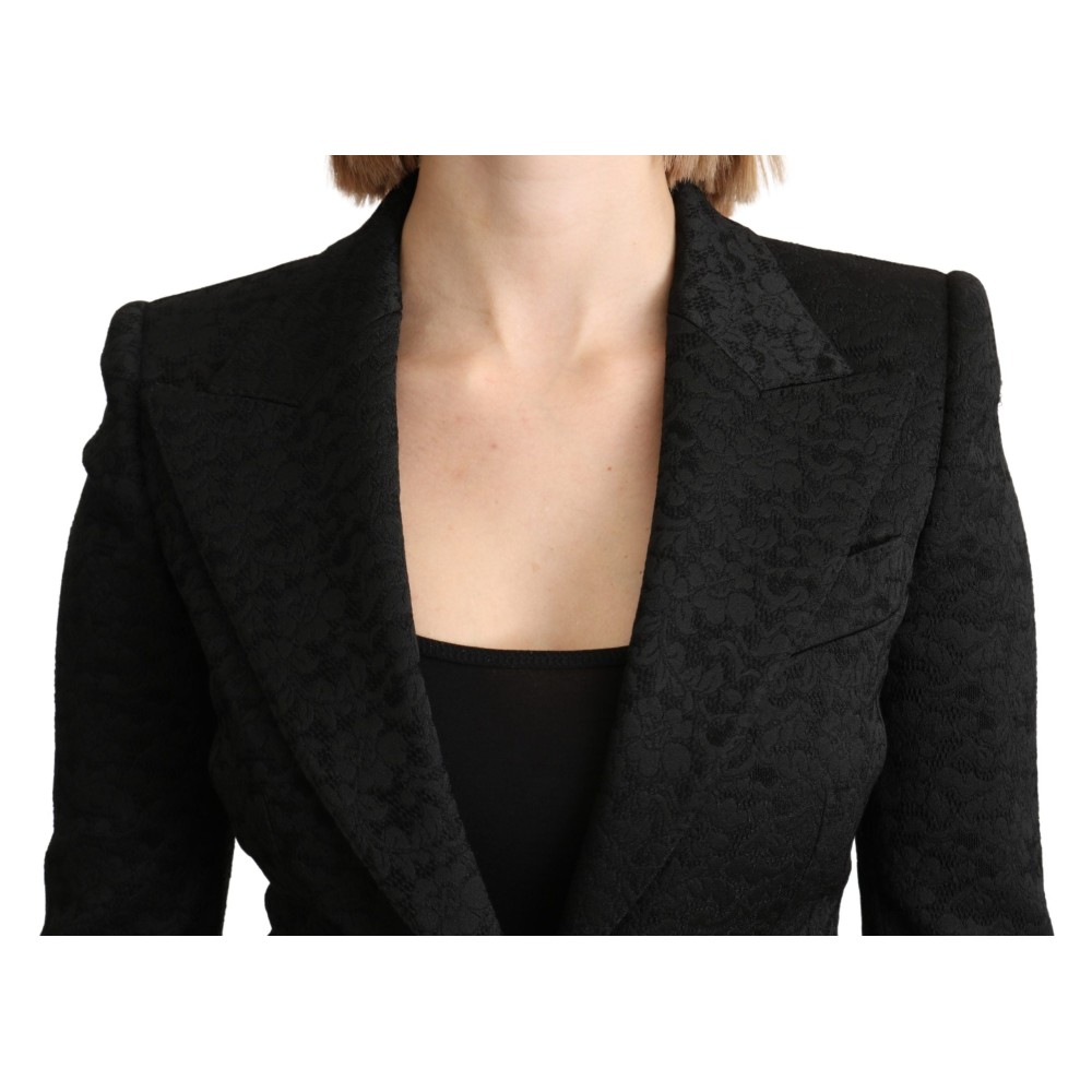 Dolce & Gabbana Eleganter einreihiger Blazer aus schwarzem Brokat
