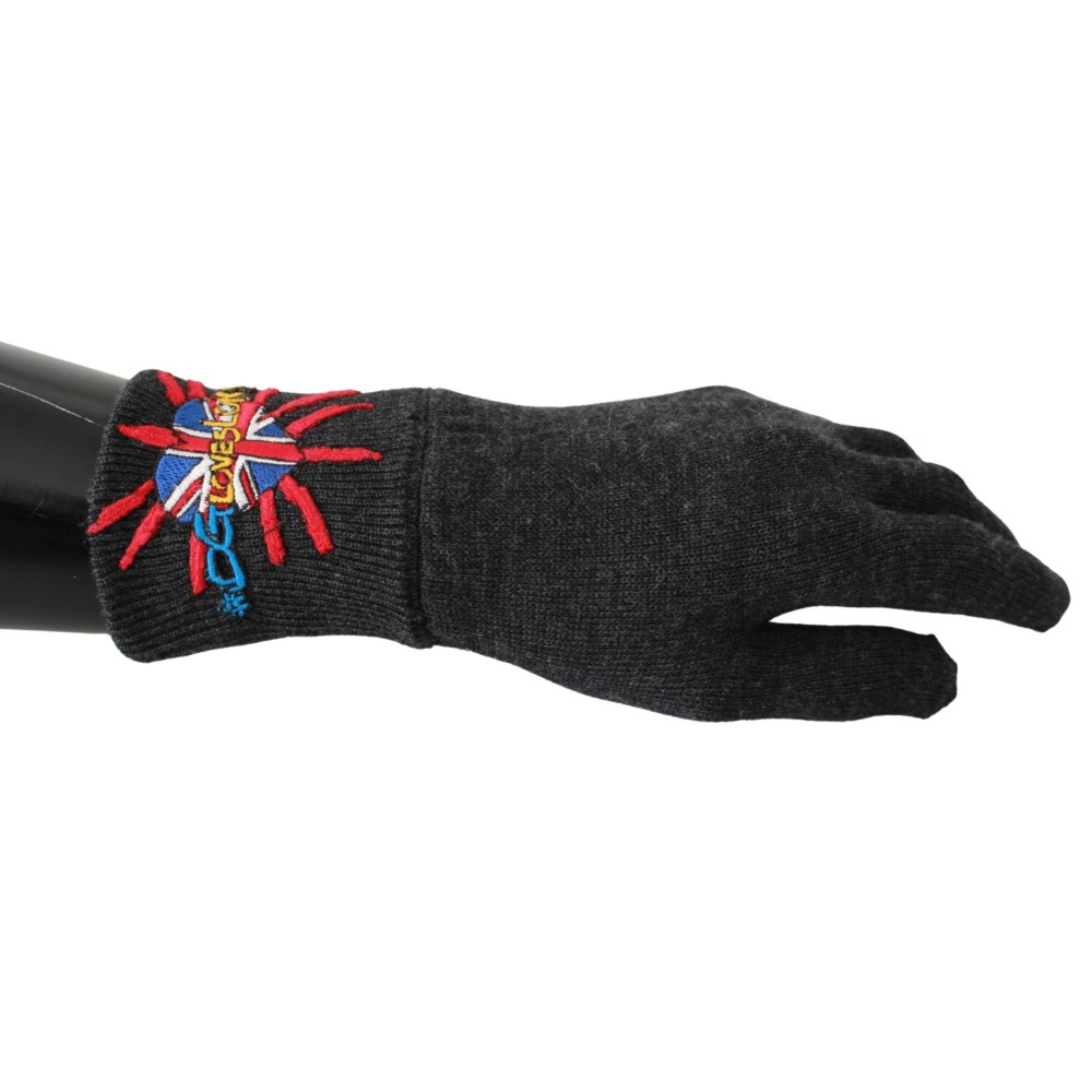 Dolce & Gabbana Graue Schurwoll-Unisex-Handschuhe