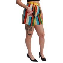 Dolce & Gabbana Mehrfarbig gestreifte High-Waist-Shorts