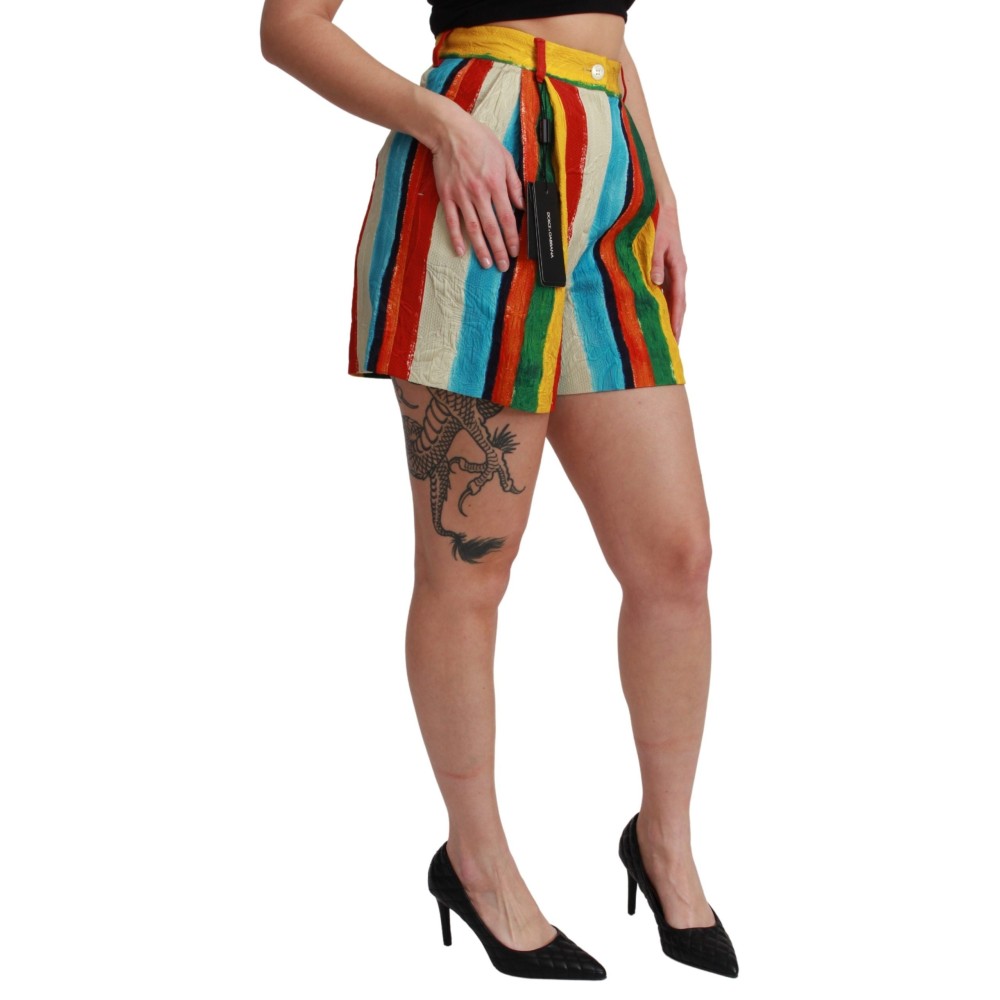 Dolce & Gabbana Mehrfarbig gestreifte High-Waist-Shorts