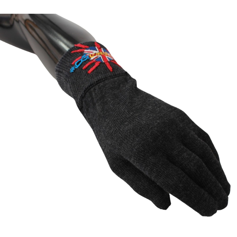 Dolce & Gabbana Graue Schurwoll-Unisex-Handschuhe