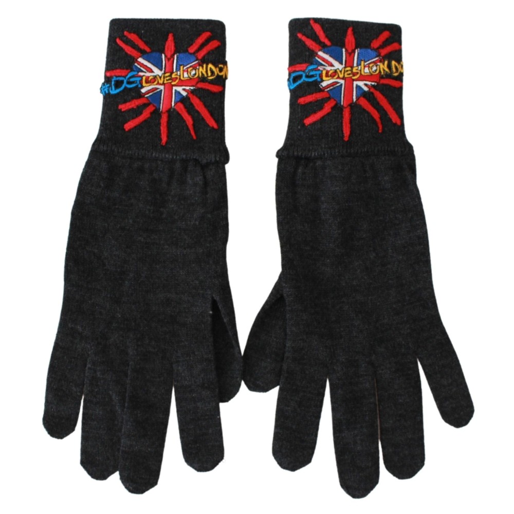 Dolce & Gabbana Graue Schurwoll-Unisex-Handschuhe