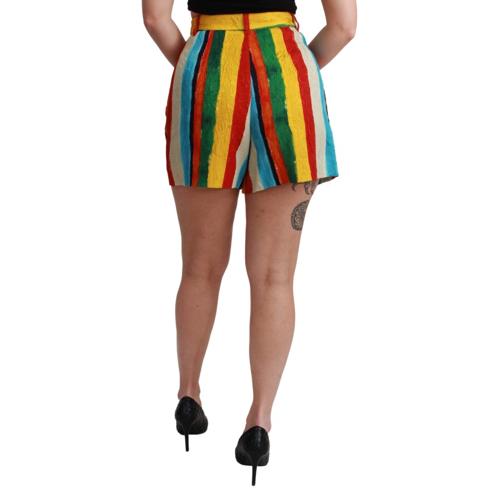 Dolce & Gabbana Mehrfarbig gestreifte High-Waist-Shorts