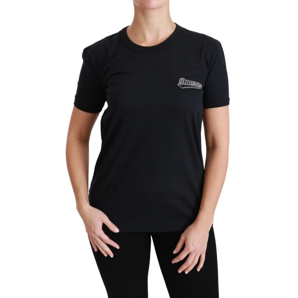 Dolce & Gabbana Elegantes blaues Amore Tee mit Rundhalsausschnitt