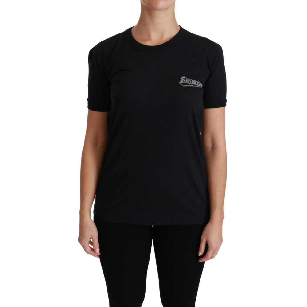 Dolce & Gabbana Elegantes blaues Amore Tee mit Rundhalsausschnitt