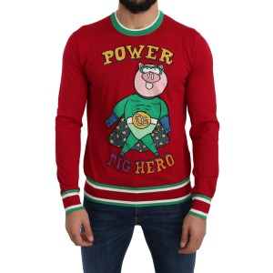 Dolce & Gabbana Eleganter roter Pullover mit Rundhalsausschnitt aus Wolle und Seide