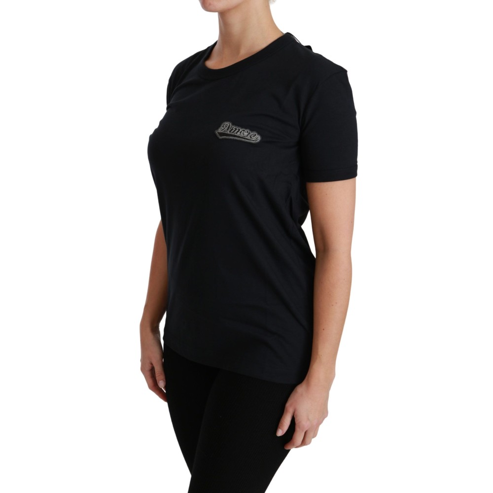 Dolce & Gabbana Elegantes blaues Amore Tee mit Rundhalsausschnitt