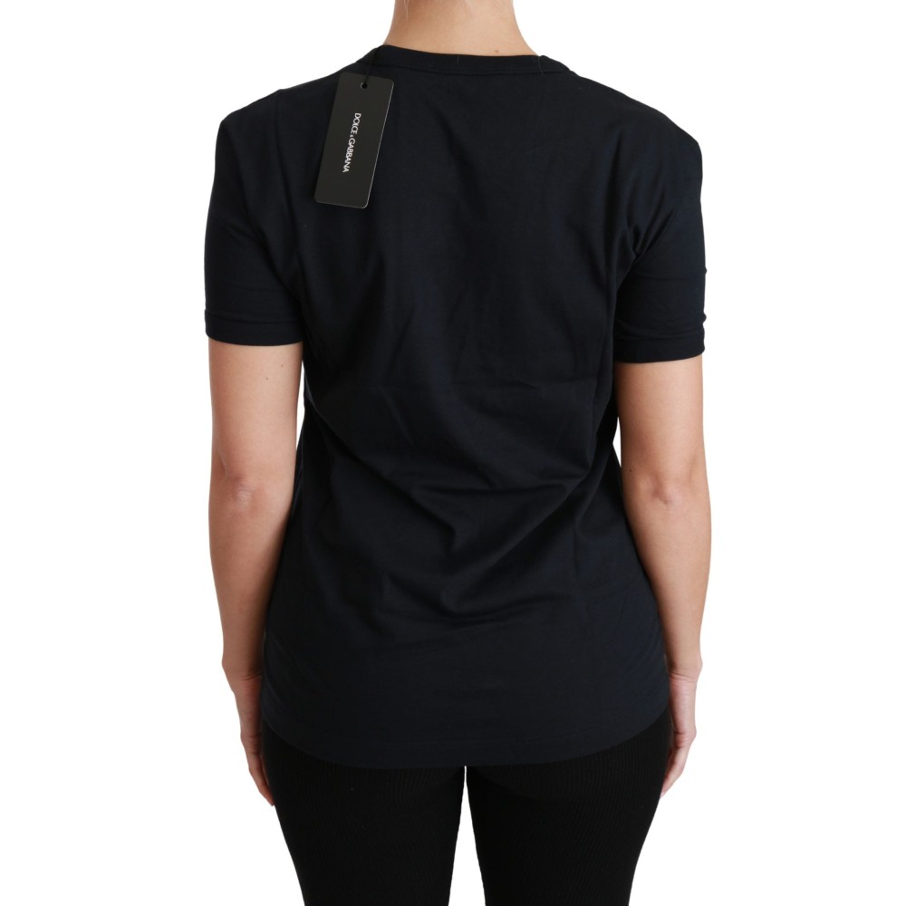 Dolce & Gabbana Elegantes blaues Amore Tee mit Rundhalsausschnitt