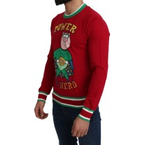 Dolce & Gabbana Eleganter roter Pullover mit Rundhalsausschnitt aus Wolle und Seide