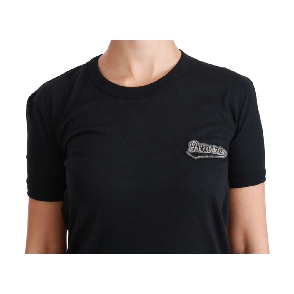 Dolce & Gabbana Elegantes blaues Amore Tee mit Rundhalsausschnitt